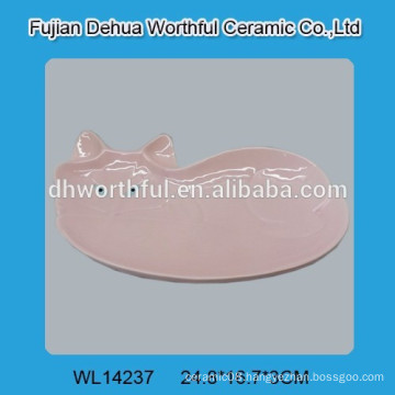 Lovely wholesale pink ceramic fox plate